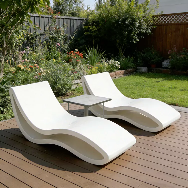 Waterproof Fiberglass Poolside UV Tahan Outdoor Lounger